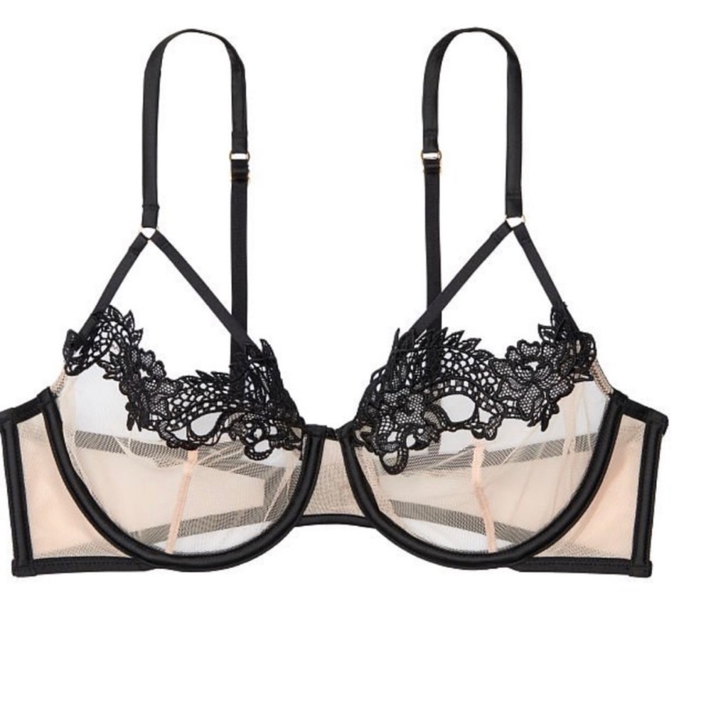 Victoria’s Secret Dragon Black  beige Print underwire design Bra NWT size 32DD